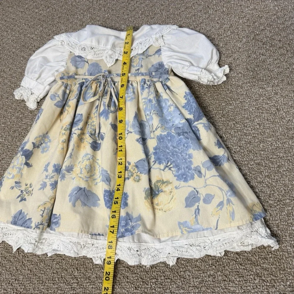 Vintage 80s Jo‎ Lene Baby Toddler Ruffle Collar Floral Dress 2T Made USA *spot